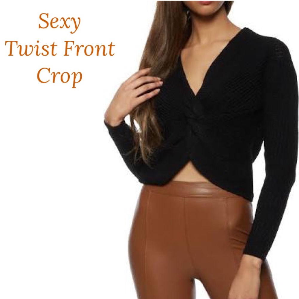 Soft Sexy Peek a Boo Sweater Long Sleeve Knit Criss Cross Black Size Medium